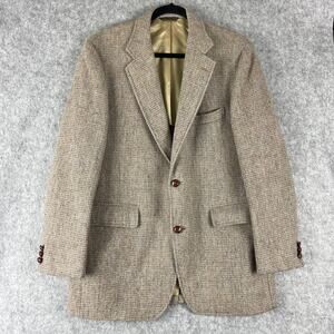Vintage Culwell & Son Wool Tweed Blazer Sport Coat Mens 42R Beige 2 Button 80s